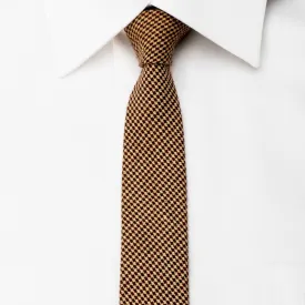 The Class Tweed Skinny Tie Beige Hounds Tooth On Brown