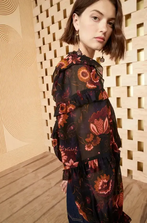 Ulla Johnson - Miray Blouse in Burgundy print